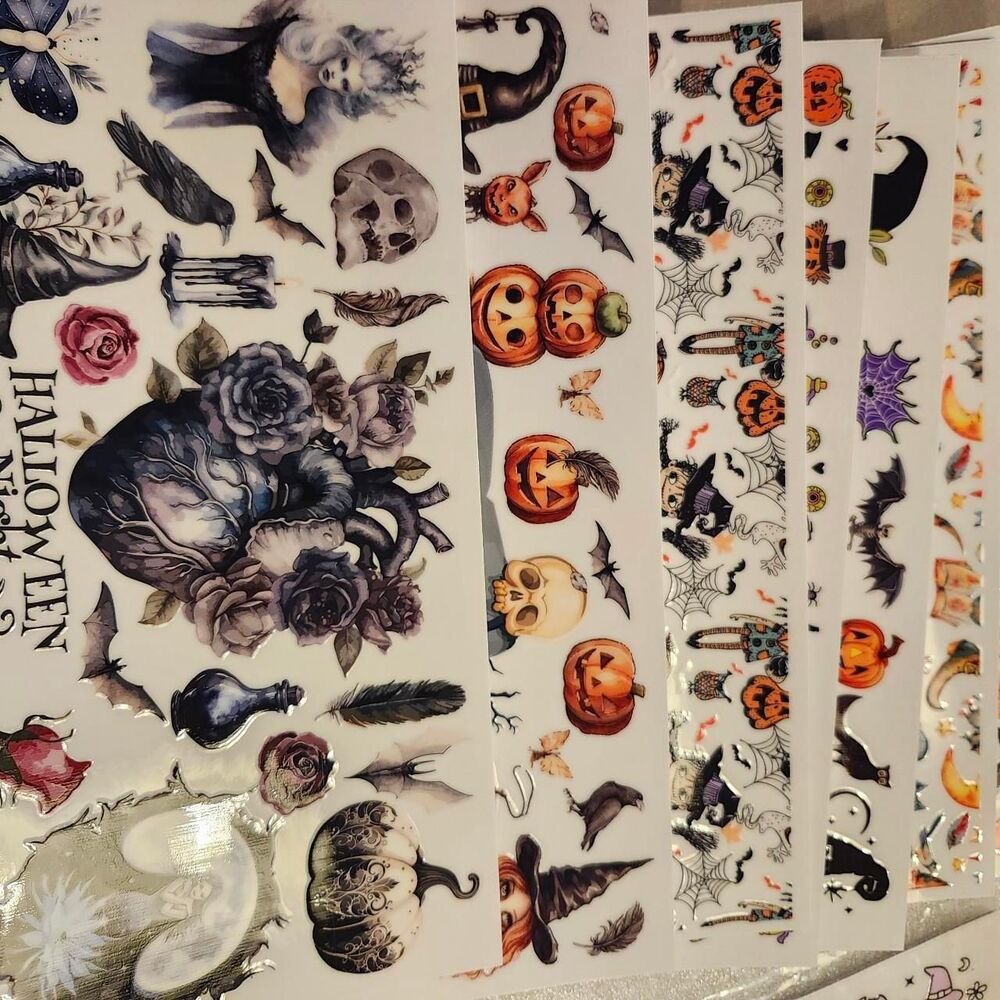 Multi-colored Halloween sticker set for laptops, phones, water bottles